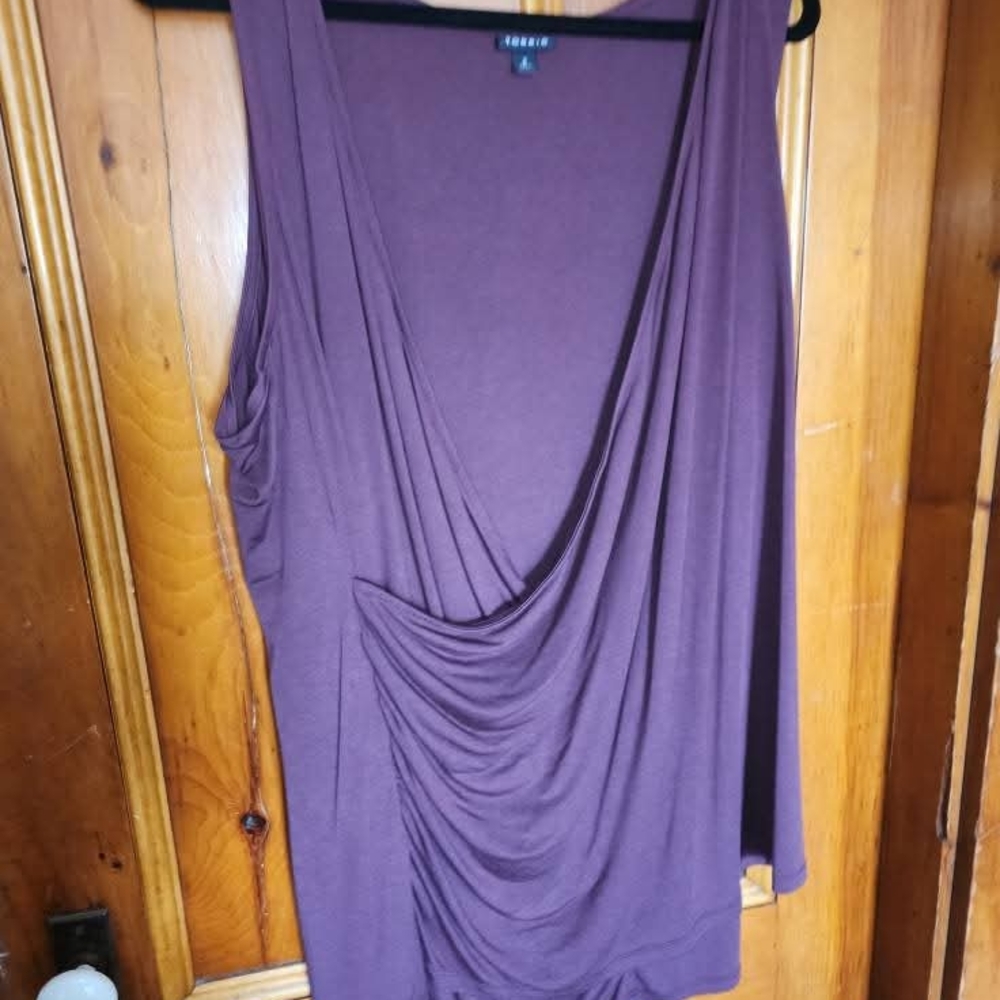 Torrid Purple Asymmetrical Ruched Tank Top